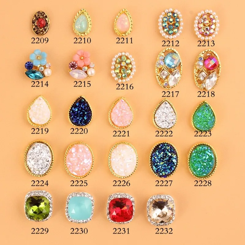 

20pcs/lot High Quality Shiny New Mineral Gravel Oval Alloy Rhinestone 3D Charm DIY Nail Supplies Decoration
