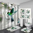 Занавеска для душа из полиэстера с зеленым Колибри Kingfisher, нескользящий коврик для ванной, крышка для унитаза, коврики, домашний декор для ванной комнаты