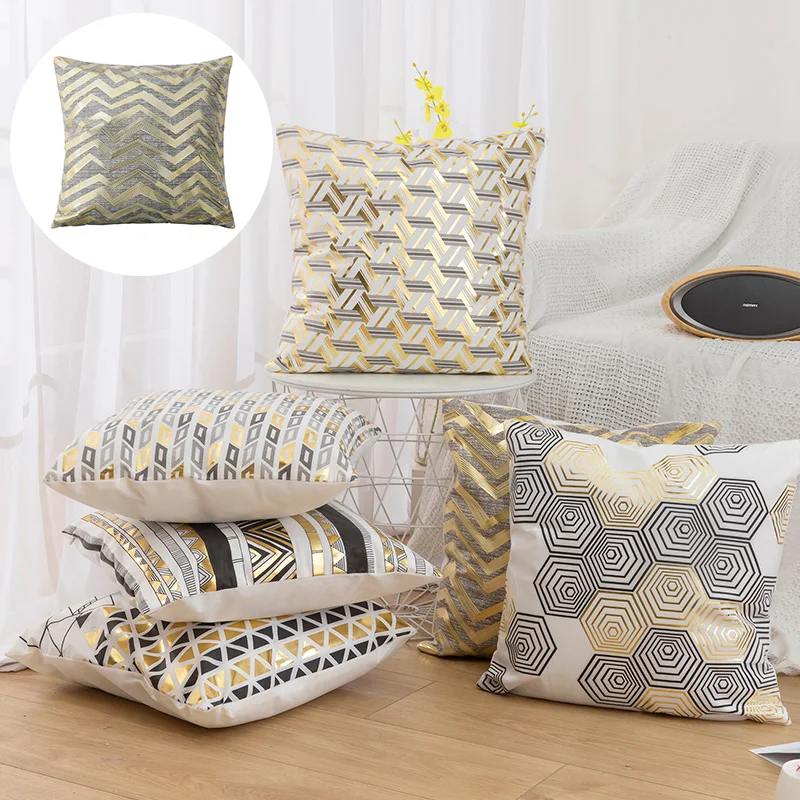 

1PC 45*45cm Geometric Bronzing Pillow Cover Creative Home Decoration Cushion Case High Quality Soft Sofa Seat Pillowcase Decor