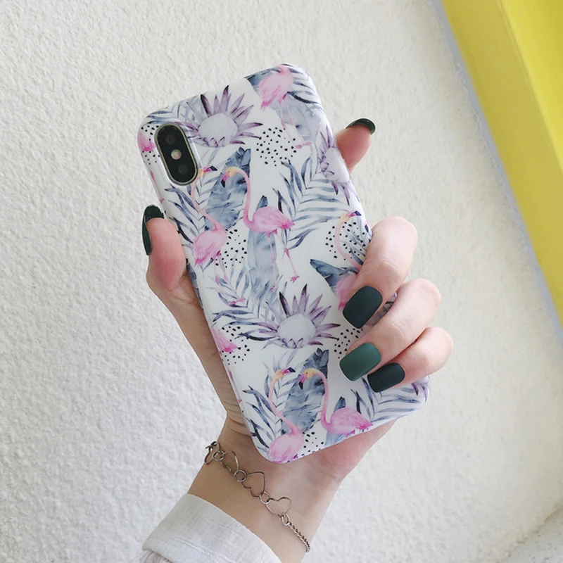 Lovebay мультфильм Фламинго чехол для телефона iPhone XR X XS Max мягкий IMD кактус узор 7 8 6 6S