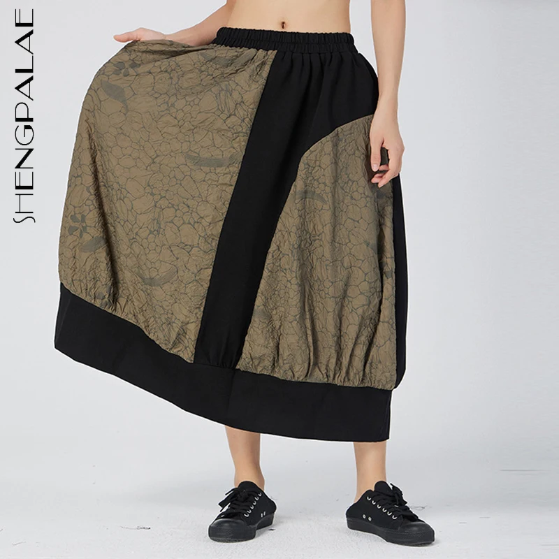 SHENGPALAE индивидуальная юбка с высокой эластичной талией Женская Весенняя
