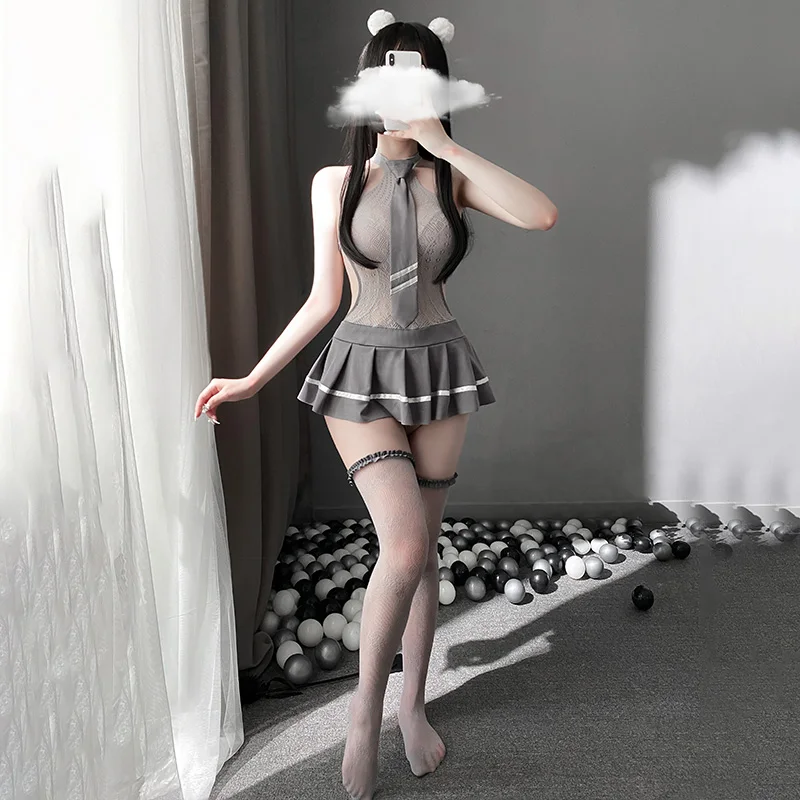 Сексуальное эротическое нижнее белье костюмы с бантом и открытой спиной Холтер