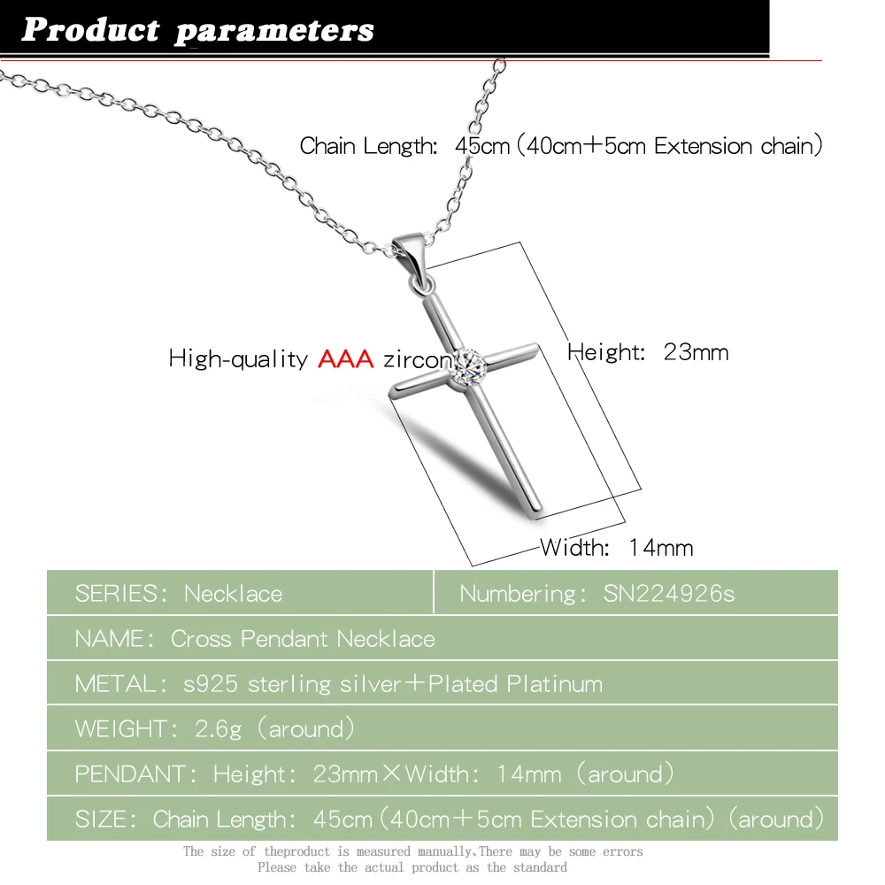 Женское ожерелье из серебра 925 пробы с подвеской крестом|cross pendant|fashion jewelryjewelry fashion