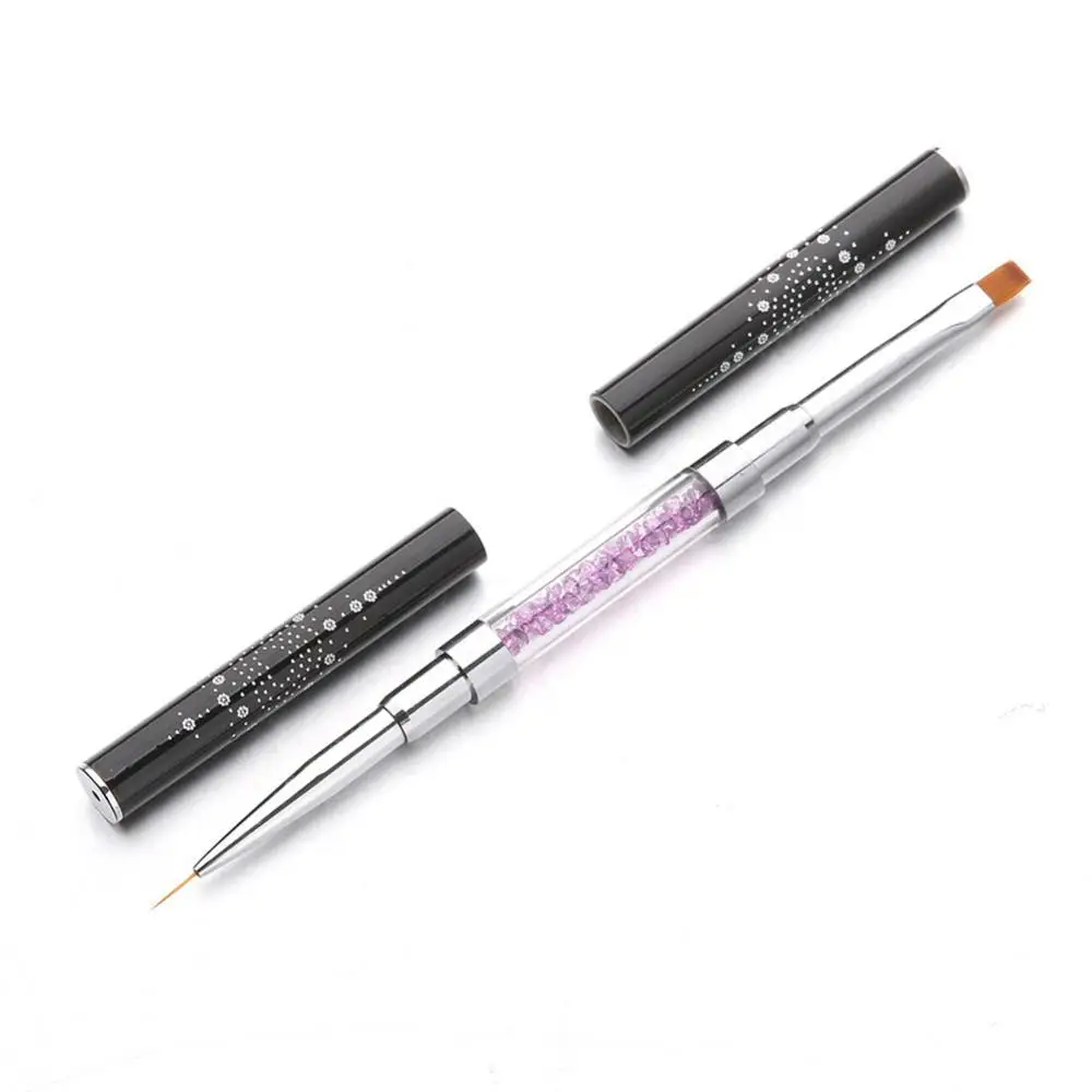 

50% Hot Sale Practical Nail Pen Double Head Nail Art Gel Polish Brush Flat Head UV Pen Drawing Painting Liner Nail Art Tools