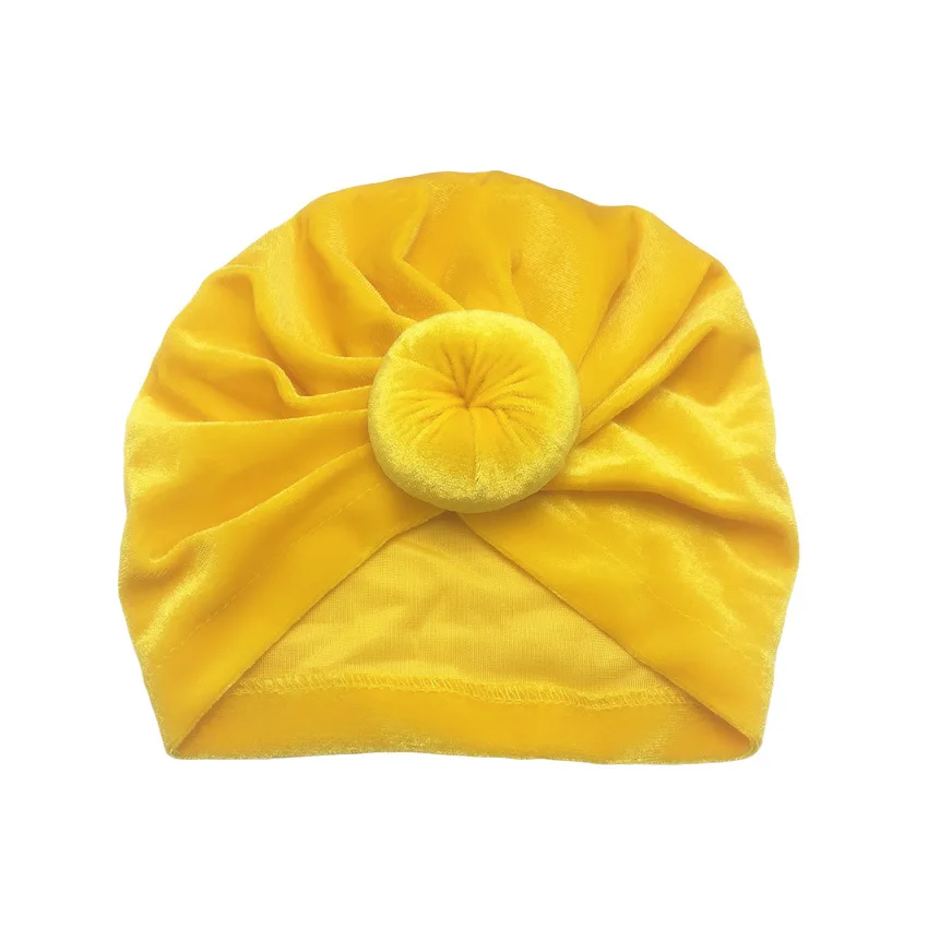 1pcs Solid Color Velvet Baby Hat Indian hat cotton cap baby girls kids turban headband Accessories For Children | Детская одежда и