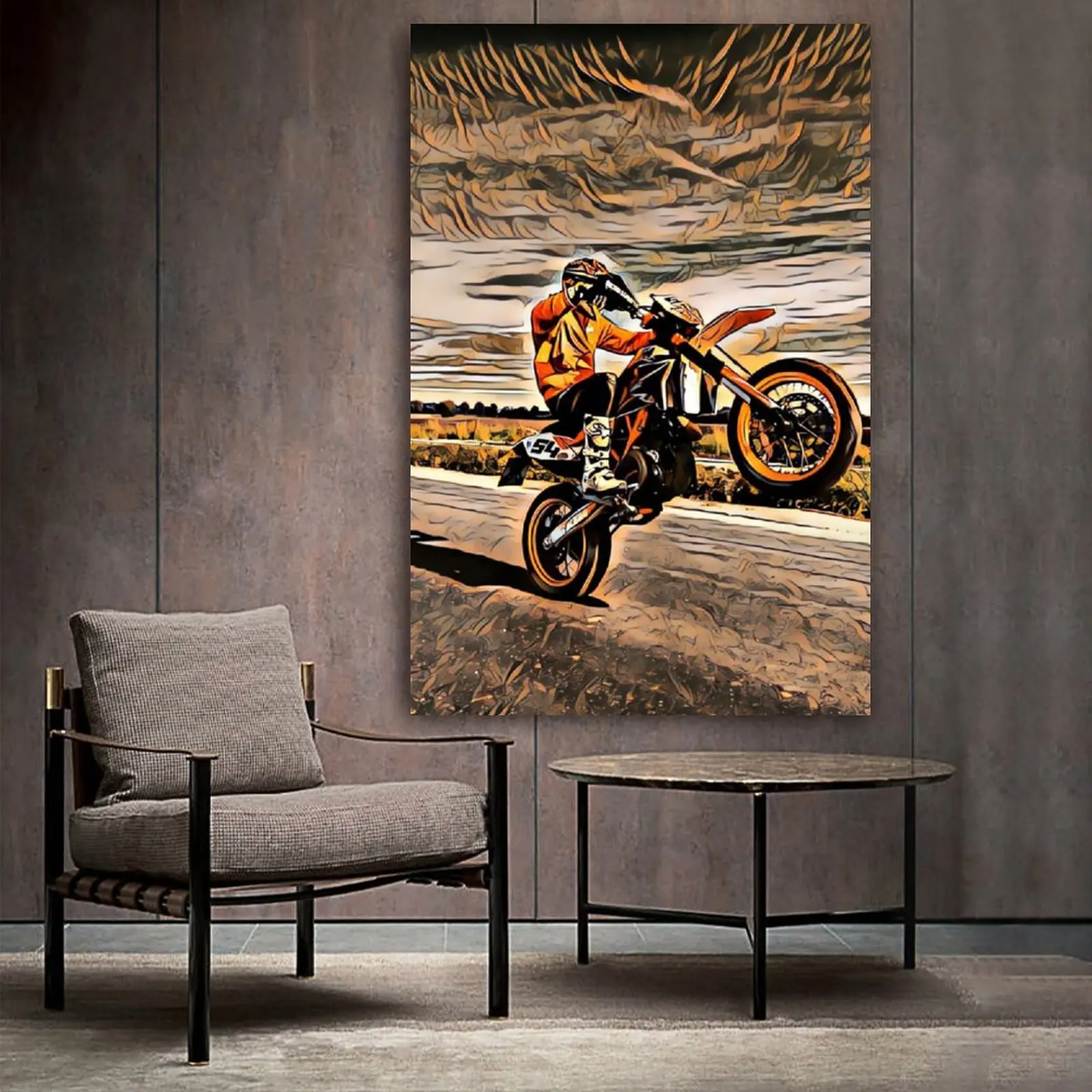 

Supermoto Wheelie холст художественный плакат и настенный художественный принт современная семейная Спальня Декор плакаты