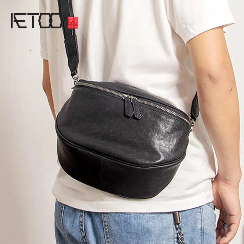 Поясная Сумка AETOO мужской модный кожаный бумажник полукруглая сумка на одно