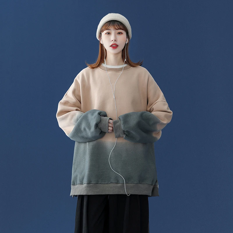 

Women's Sweatshirt Spring Autumn Streetwear Women Casual Loose Women Pulovers Plus Size Gradient Sweatshirt Women 2021 Korean