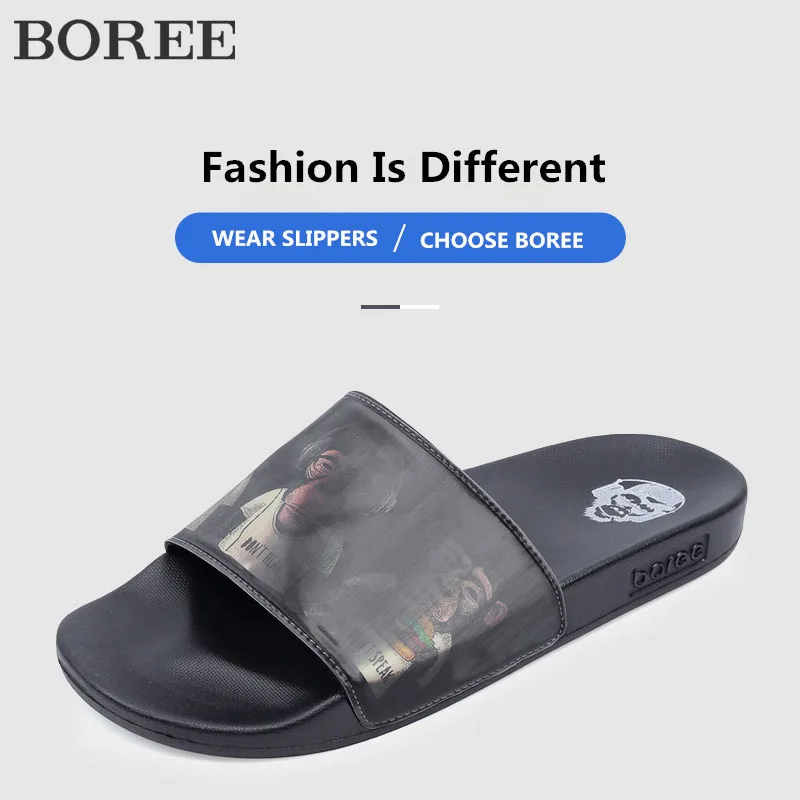 BOREE/мужские тапочки с 3D принтом обезьяны Повседневная домашняя Летняя мужская