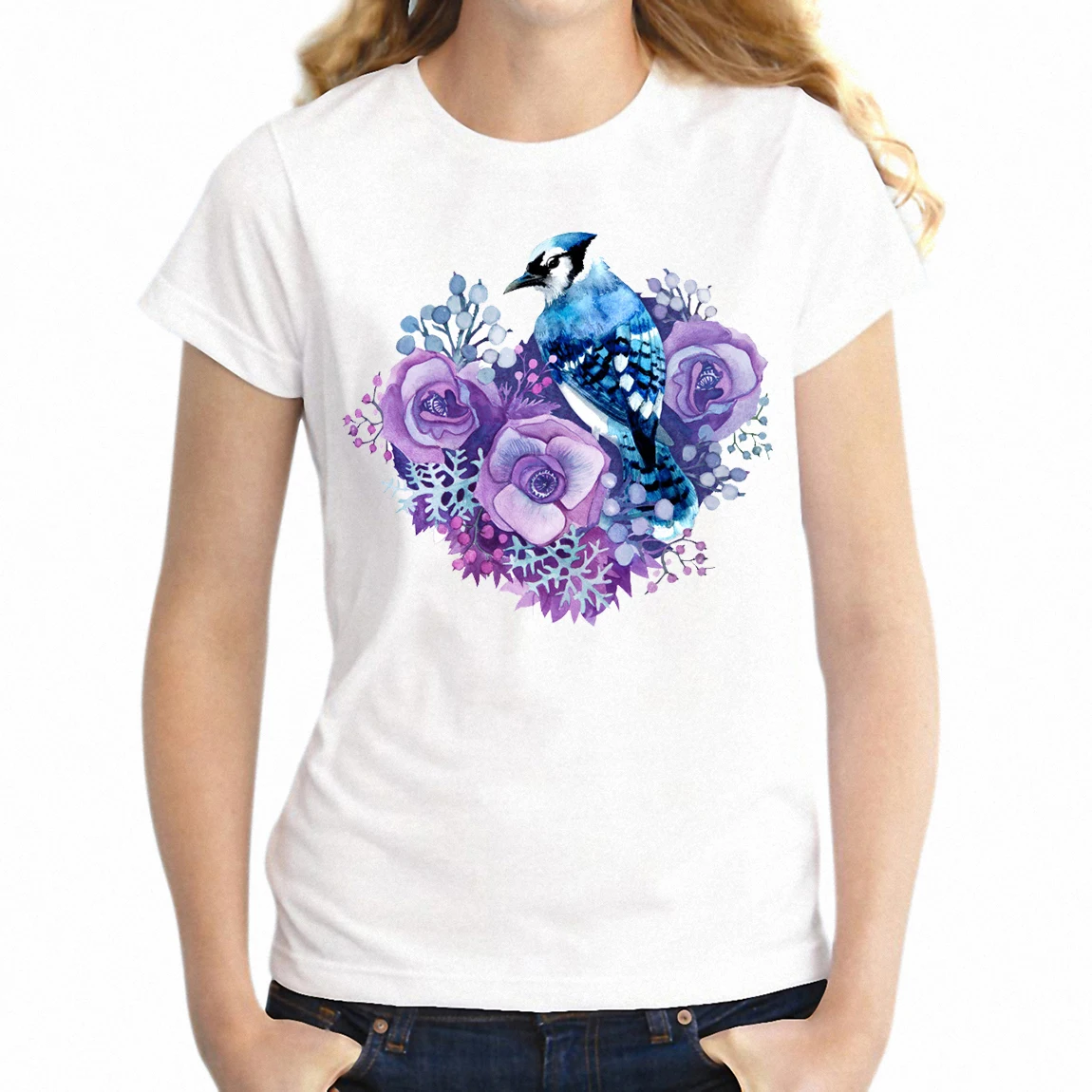 Летняя женская модная футболка с цветочным принтом и сердечком изображением