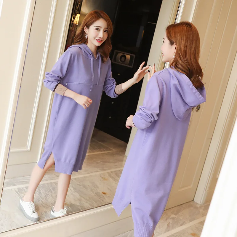 Повседневное свободное платье для кормления осень Толстовки с капюшоном и