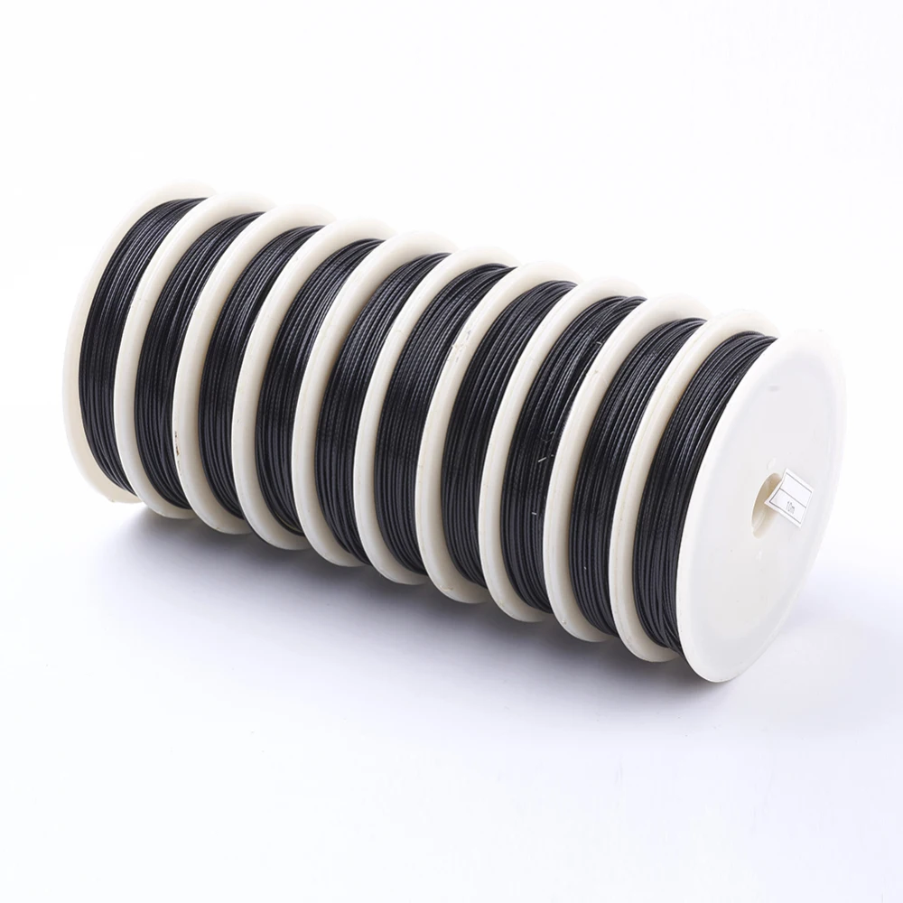 

1 Roll Tiger Tail Wire Nylon-coated Steel Black 1.0mm about 32.8 Feet(10m)/roll