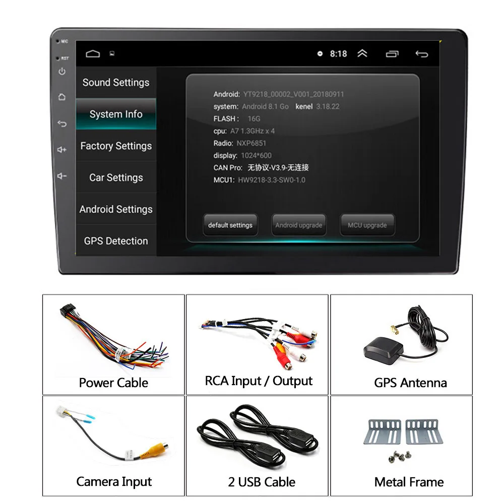 Автомобильный мультимедийный плеер 2 DIN 9 0 дюйма Android 8 1 сенсорный экран Bluetooth GPS Wi Fi