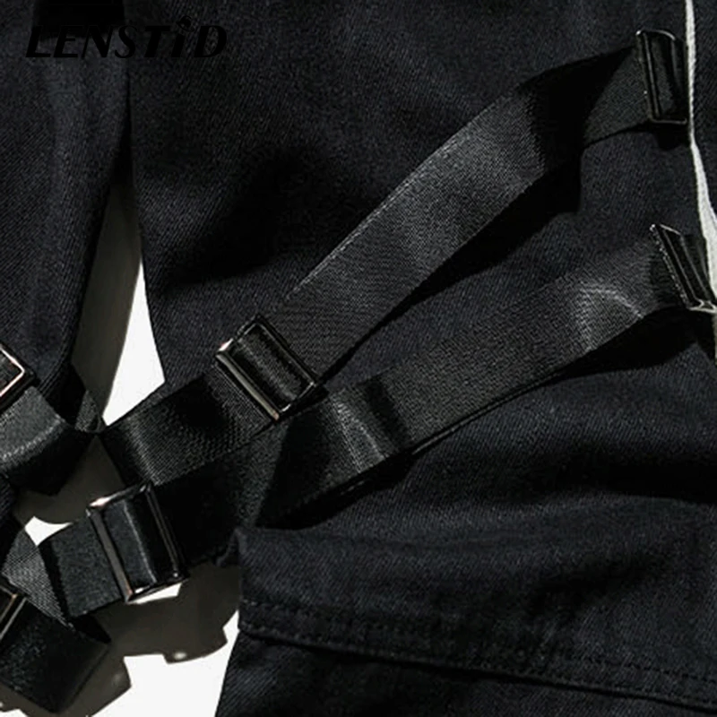 LENSTID Harajuku хип карго брюки уличная мужские джоггеры 2019 лента большие шаровары с