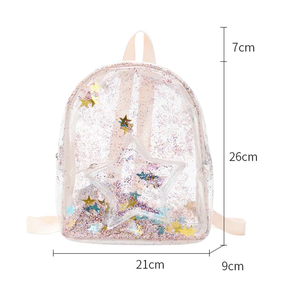 

School Bags for Teenagers Girls Children Glitter Stars Backpack Transparent PVC Shoulder Kids Cute School Bags