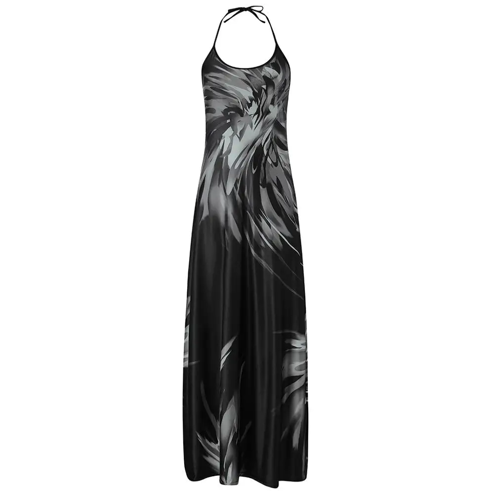 Женская Мода Спагетти ремень Красочные из набивной ткани, с Повседневное Maxi Dress Vestidos de fiesta de noche, ropa mujer