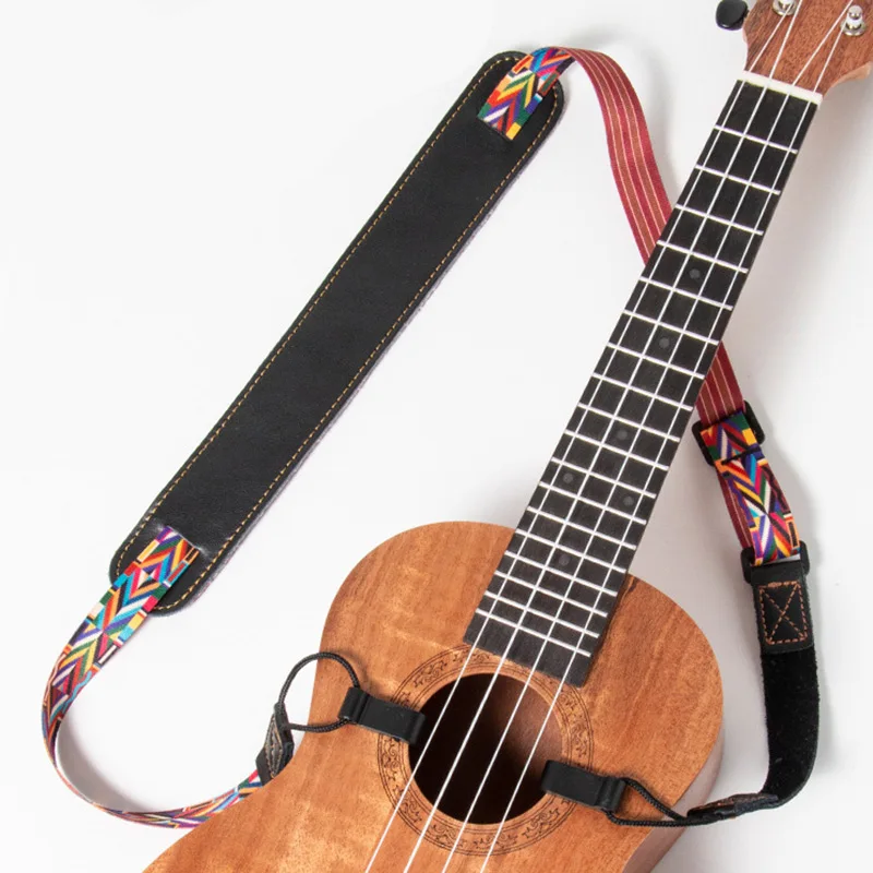 

Ukulele Strap No Drill Adjustable Double J Hook Shoulder Belt Hawaiian Style Easy to Use and Fit Most Standard Uke Sizes Parts