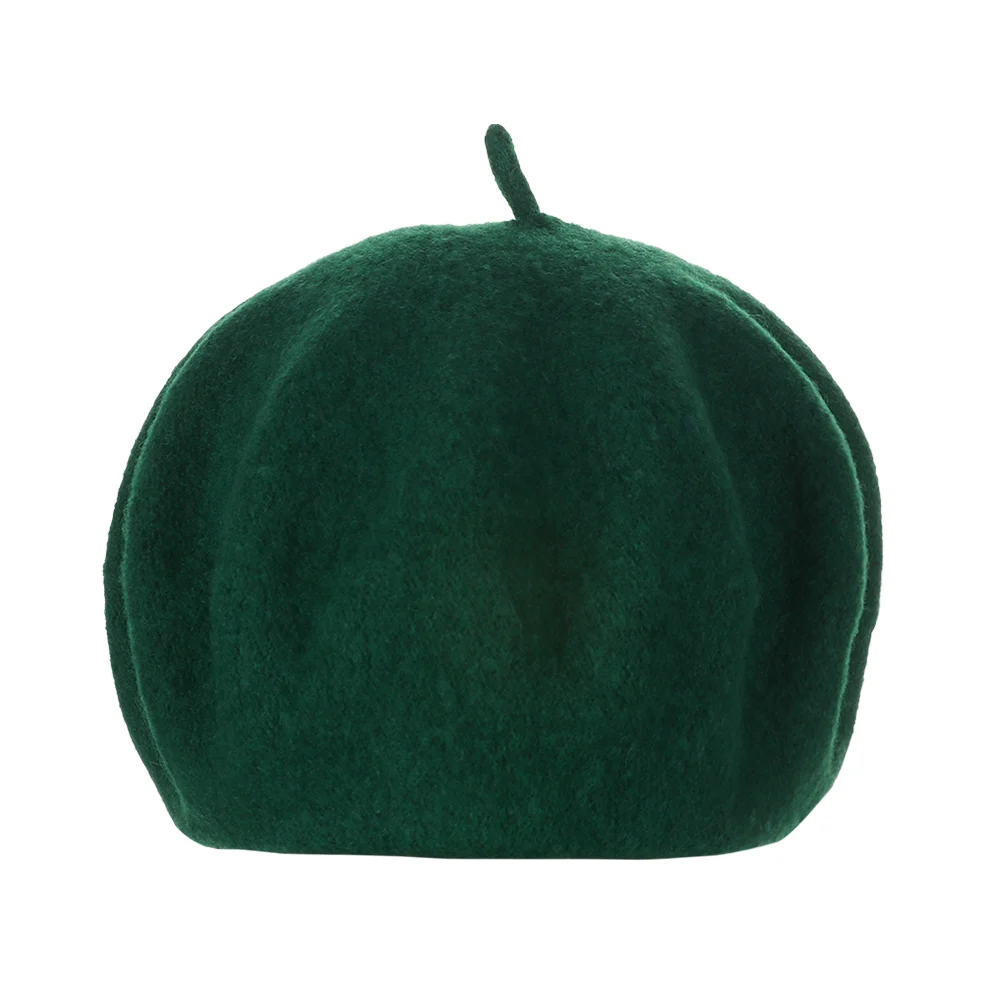 dark green 1 шт. Новые горячие шерстяные шапки-береты женская зимняя французская Шляпа Сплошной Цвет Мода Осень Зима плоская кепка, шапка Повседневная войлочная шапочка береты - Цвет: dark green