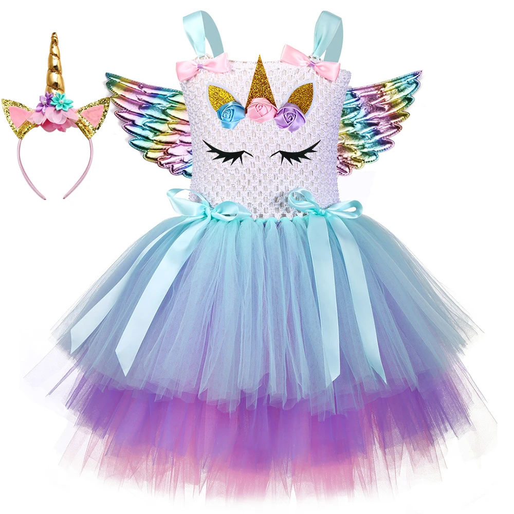 

Pastel Girls Lol Unicorn Tutu Dress 3 Layers Tulle Princess Girl Birthday Party Dresses Kids Halloween Lol Dolls Unicorn Costume