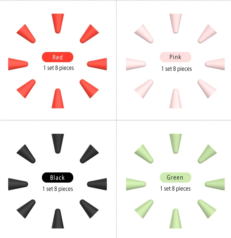 8 шт. силиконовый Сменный Чехол с наконечником защитный чехол для Apple Pencil 1st 2nd