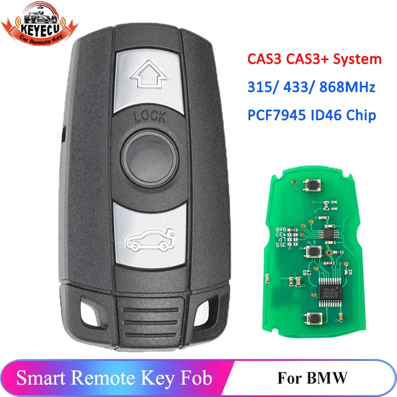 Дистанционный ключ KEYECU с 3 кнопками 315 МГц/433 МГц/868 МГц для BMW серий 1/3/5/7 CAS3 X5 X6 Z4 чип