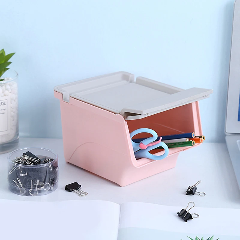 

Can Be Superimposed Desk Storage Box Stationery Supplies Household Practical Transparent Plastic Desktop Storage Box