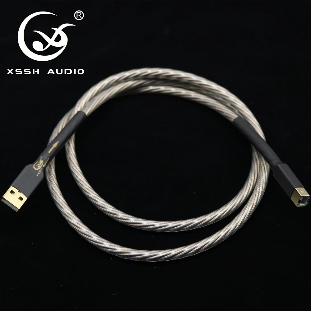 Кабели USB DHC золотого типа A на B 2 0 3 аудио кабели XSSH сделай сам серебристый провод