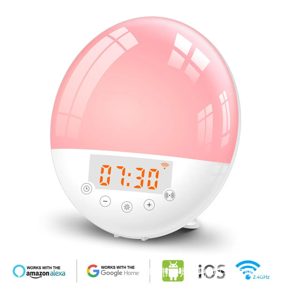 

Alarm Clock Wake-up Light Sunrise/sunset Analog Luminous Digital Clock With FM Radio Night Light Touch Control WIFI Connection