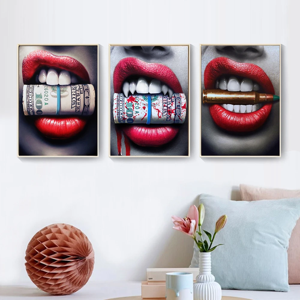Женские курительные плакаты привлекательные красные губы крутой портрет