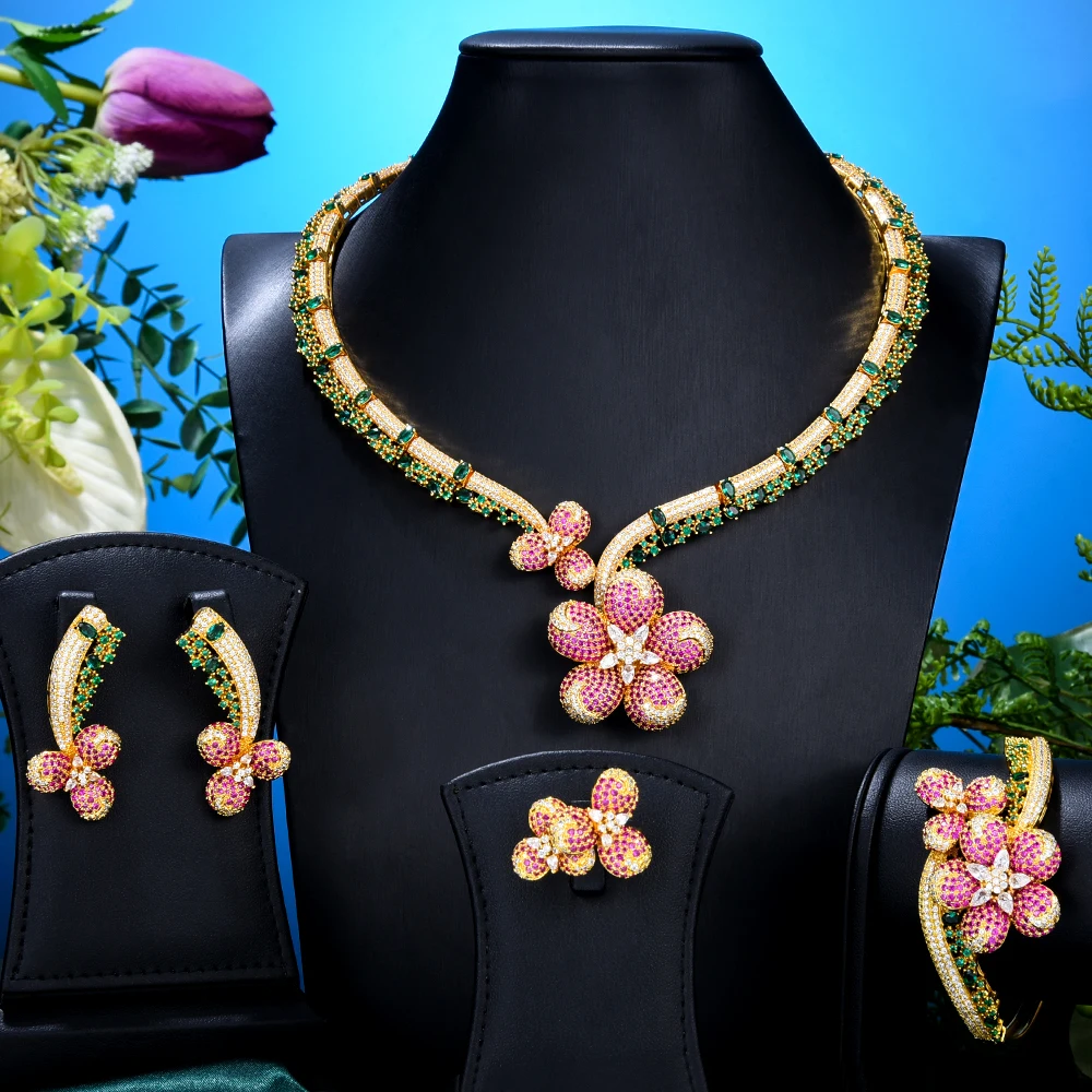 

GODKI Новый трендовый 4 шт полный микро CZ Роскошный Африканский набор украшений для женщин Свадебная вечеринка Циркон Кристалл индийский шейн...