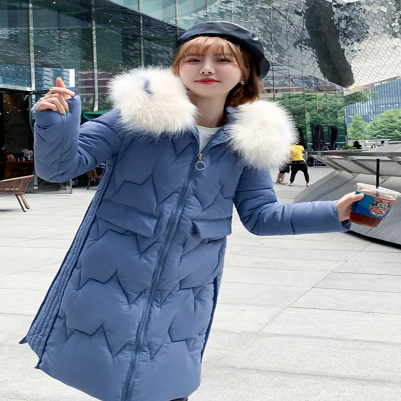 Женская парка с большим меховым воротником длинная велюровая капюшоном на