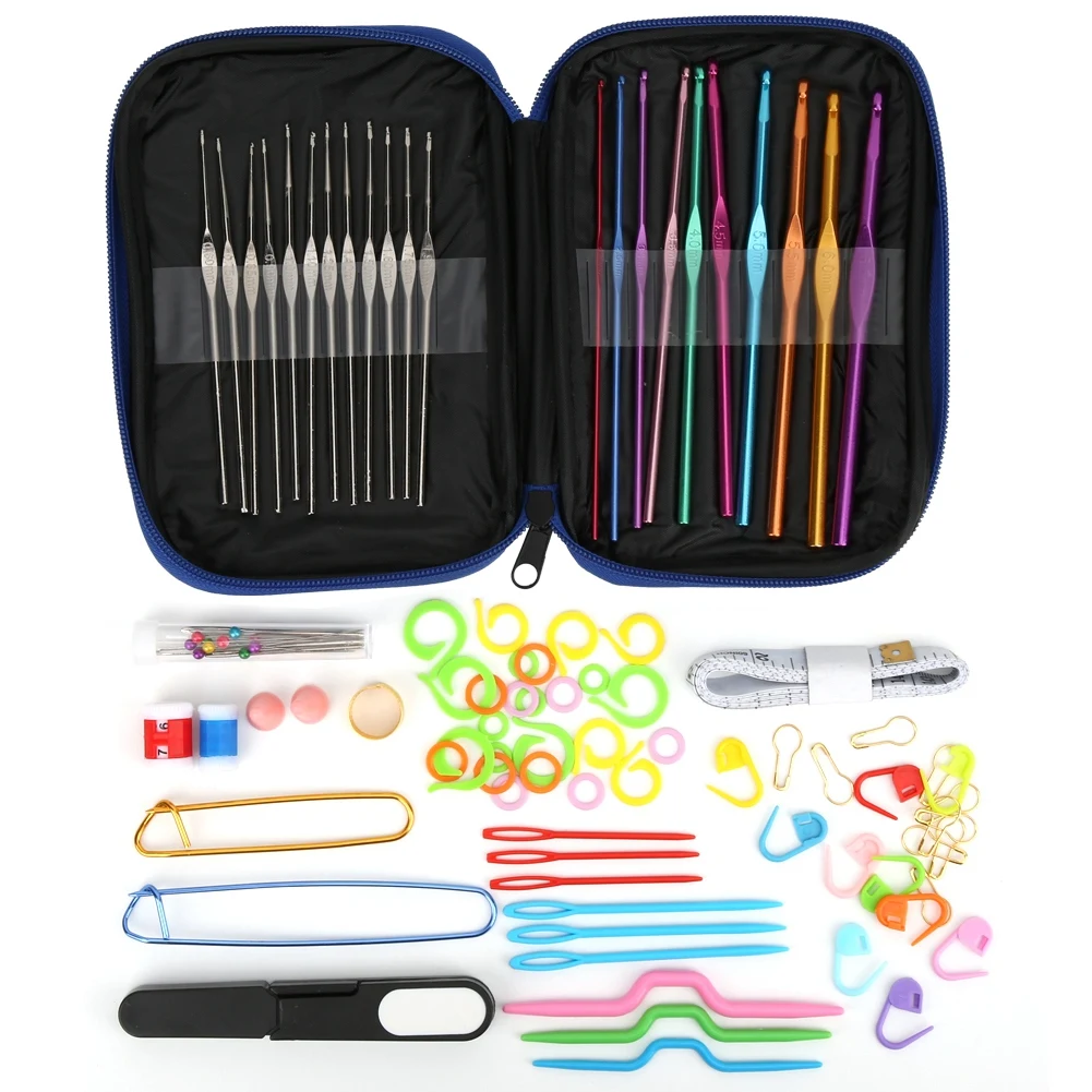 100 шт. набор алюминиевых крючков для вязания|Швейные инструменты и аксессуары| |