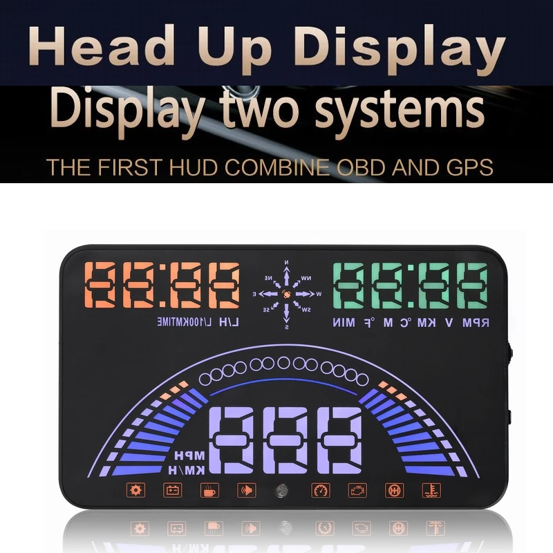 XUNMA S7 NEW HUD OBD2 GPS Smart Head Up Display Speed Monitoring 9 Interface Digital Gauge Meter Turbo Brake Test OBD Scanner | Автомобили
