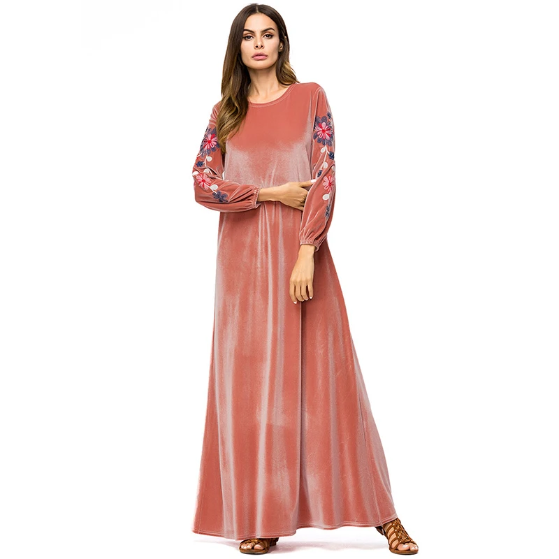 Мусульманское простое вышитое модное элегантное платье Ближний Восток сшивание