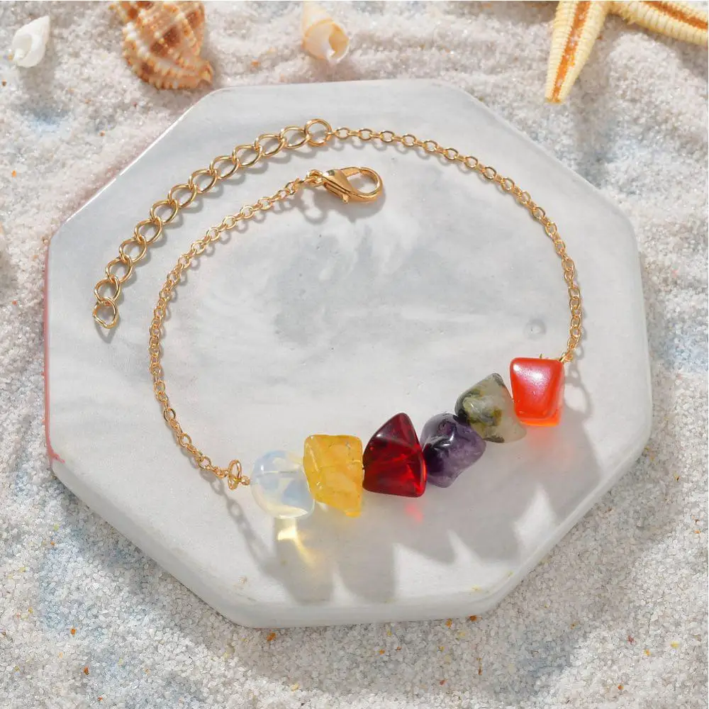 Женские браслеты из натурального камня асимметричные на запястье с кристаллами