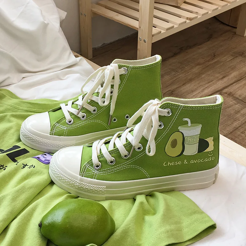 Женские парусиновые туфли с принтом сыра авокадо популярные цветные ручной