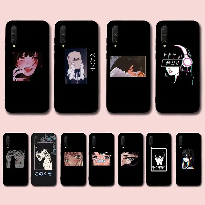 

FHNBLJ Sad Japanese Anime Aesthetic Phone Case for Xiaomi mi 5 6 8 9 10 lite pro SE Mix 2s 3 F1 Max2 3