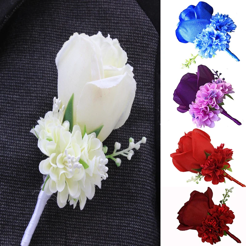 Бутоньерка с цветами для женщин и мужчин свадебная тканевая декоративная