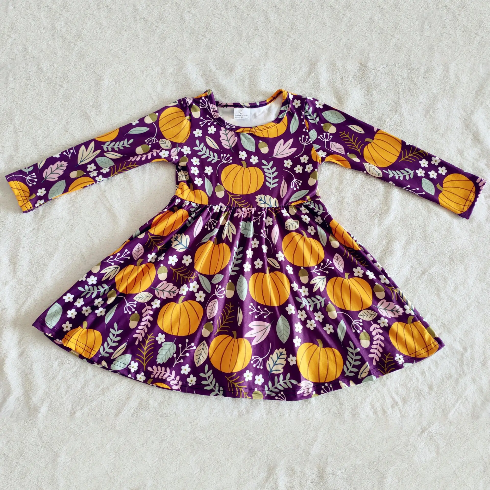 Droppshipping Popular Girl Long Sleeve Dress pumpkin series Baby Clothes Costume Kid's festival Dresses | Детская одежда и