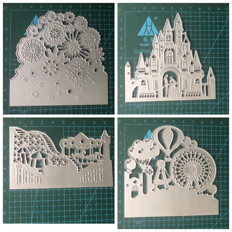 4 сцен парк развлечений металлический Трафаретный вырубной штамп Трафареты