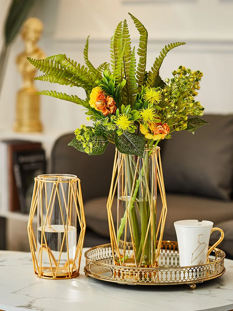 

Glass vase Nordic living room desktop transparent modern luxury dining table water flower arrangement TV cabinet decoration