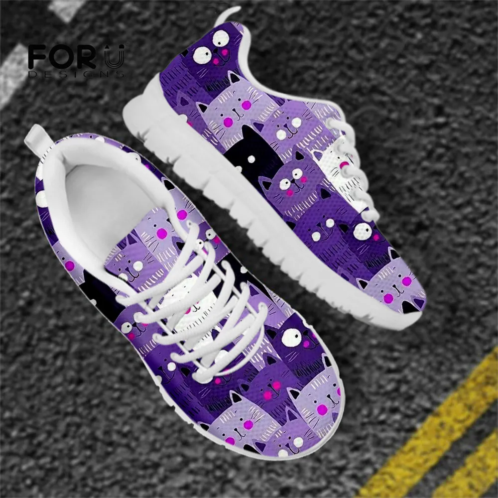 

Женские кроссовки на плоской подошве FORUDESIGNS, с принтом в виде кота