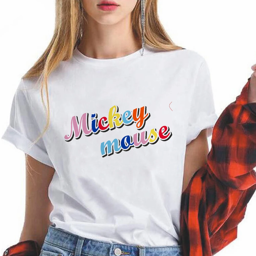 

Mickey Mouse Funny T Shirt Women Neon Clothes Short Sleeve Girl Next Door Fashion 90S Harajuku American Apparel Wholesale Tshirt