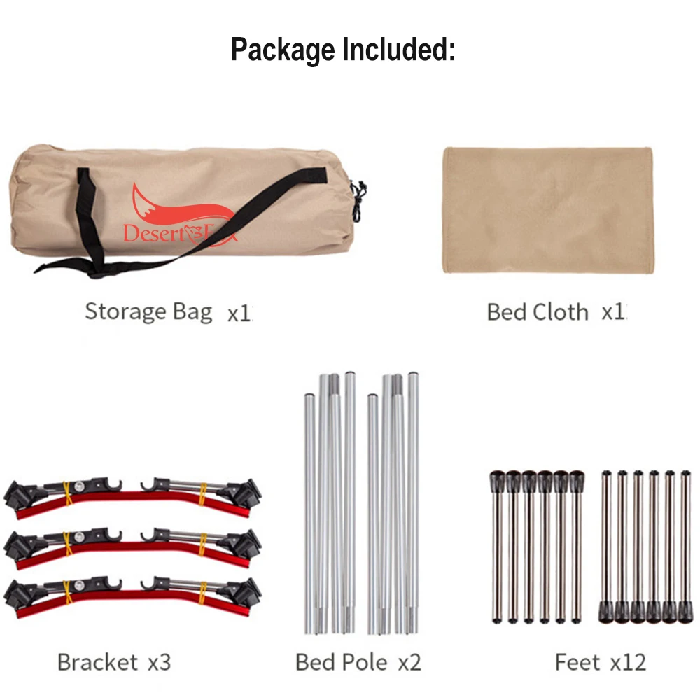 Desert&Fox Camping Cot Collapsible Sleeping Bed with Carry Bag Portable Folding Camping Bed for Adult Kids Outdoor Hiking Picnic