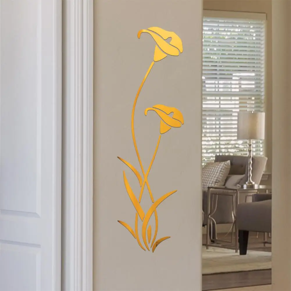 1 шт. зеркальные 3D наклейки на стену Calla Lily настенные украшения для гостиной DIY