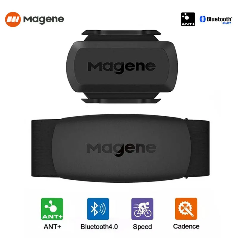 

Magene S3+ Bicycle Speed/Cadence Sensor and H64 Heart Rate Monitor ANT+Bluetooth Wireless Speedometer for Garmin IGPSPORT Bryton