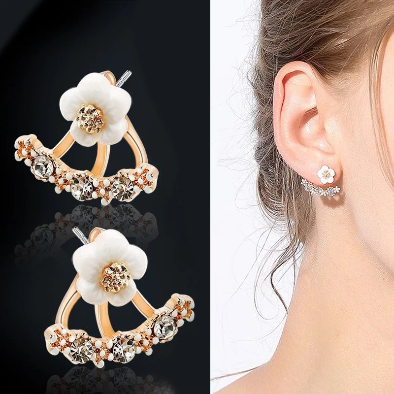 Корейские украшения циркониевые жемчужные серьги в форме сердца кристаллов