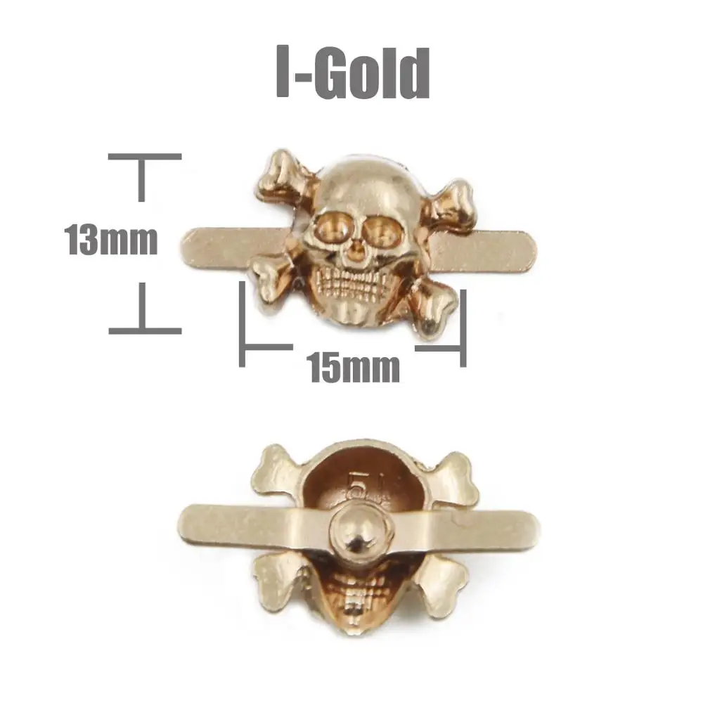 I Gold 10Pcss Череп крест кость заклепки с шипами пятна Гвоздика панк-рок DIY Кожа ремесло для одежды мешок обуви части одежды аксессуары - Цвет: I Gold 10Pcss