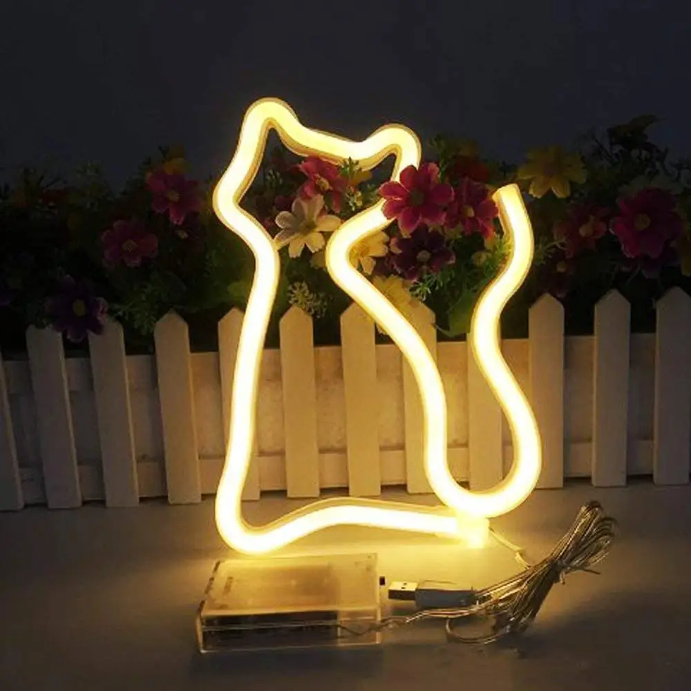 

LED Neon Lights Cat Shaped Hanging Neon Lamp Wall Decor Sign Neon Lights Light up for Kids Room Bar Christmas as Kids Gift Light