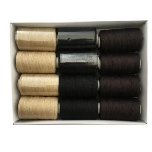 12 rolls BLACK Hair Weaving Thread Cotton Sewing Thread 1000 yards 12 rolls one box gift 1 pc 6.5cm 